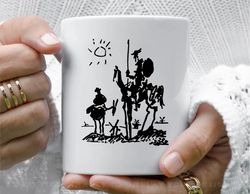 don quixote picasso coffee mug, 11 oz ceramic mug