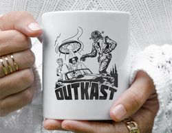outkast black white coffee mug, 11 oz ceramic mug