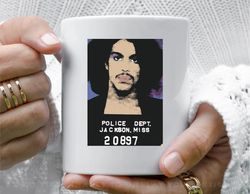 prince in mugshot comic art coffee mug, 11 oz ceramic mug