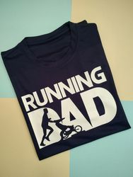 mens buggy running dad t shirt, gift for new daddy, dad on the run, secret santa, sports material top for him free shipp