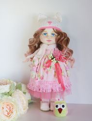 cloth doll handmade in pink