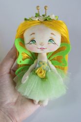 miniature handmade textile doll butterfly doll