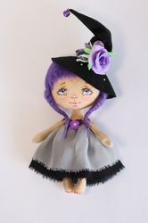 little witch kitchen doll, halloween decor, halloween witch doll