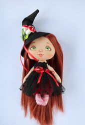 little witch kitchen doll, halloween witch doll ooak