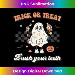 trick or treat brush your teeth retro halloween cute dentist - minimalist sublimation digital file - tailor-made for sublimation craftsmanship