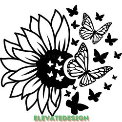 sunflower butterfly svg bundle digital download files