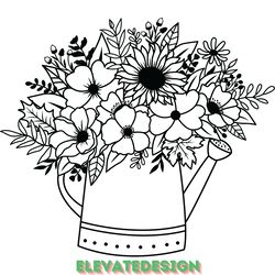 flower svg watering can flowers svg digital download files