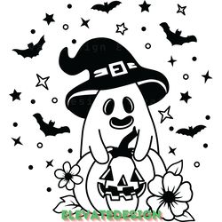 halloween ghost with flower svg. digital download files