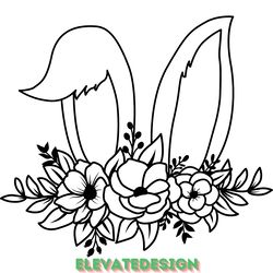 easter bunny svg floral bunny ears svg. digital download files