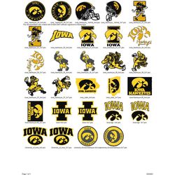 collection college sports iowa hawkeyes logo's embroidery machine designs