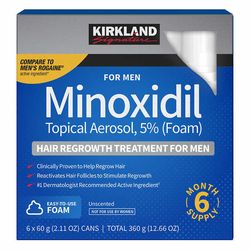 kirkland signature minoxidil 5% foam men hair regrowth treatment hair loss treatment, 6 months supply