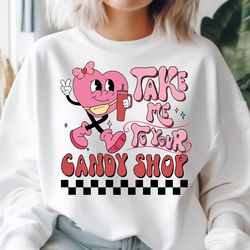 take me to your candy shop png,candy heart inspired stanley tumbler belt bag png,candy heart png,retro candy heart png