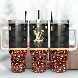 leopard lv logo 40oz tumbler wrap, fashion tumbler, logo tumbler wrap