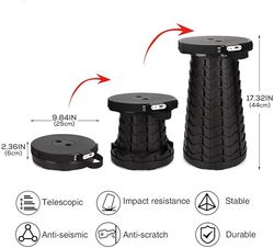 hesanzol 3rd gen portable telescopic stool with mobile charger, indoor/gardening/outdoor camping retractable stool built