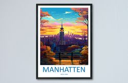 manhattan new york travel print wall art manhattan wall hanging home dcor manhattan gift art lovers new york art lover