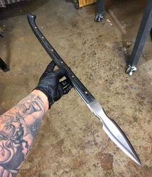 custom handmade d2-tool steel hunting helboy spear sword with pakka wood handle
