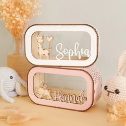 personalized piggy bank, kids bank, money box, custom piggy bank, name piggy bank, wooden cash box