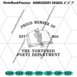 proud member of the tortured teachers department embroidery instant files, tortured poets est 2024 embroidery, taylor sw