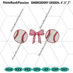 baseball bow embroidery instant files download embroidery, baseball mom embroidery, softball mom embroidery file, digita