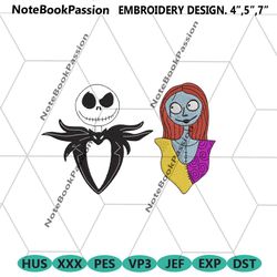 jack skellington embroidery download files, sally machine embroidery instant design, halloween couple embroidery instant