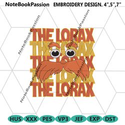 the lorax face embroidery instant design file, dr. seuss embroidery files, dr. seuss character machine embroidery digita