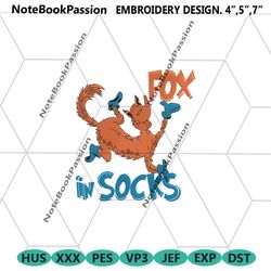 fox in socks machine embroidery instant download, fox in socks dr seuss embroidery download files, happy dr seuss file d