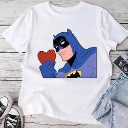 batman with heart sticker valentine t-shirt