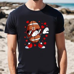 dabbing football heart glasses valentines day on t-shirt