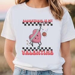 retro basketball valentines day shirt, basketball heart player t-shirt