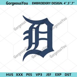 detroit tigers classic signature letter d type mlb logo machine embroidery file