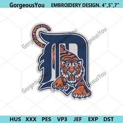 detroit tigers classic letter d tiger machine embroidery digitizing