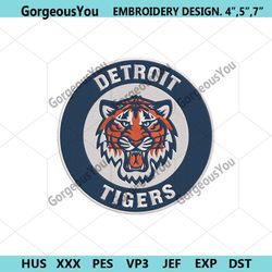 detroit tigers with tiger head circle logo machine embroidery file