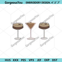 espresso martini embroidery download design, soft drink embroidery instant files, espresso embroidery, martini embroider