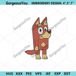 rusty bluey machine embroidery design file, bluey red kelpie embroidery digital instants, bluey cartoon embroidery file