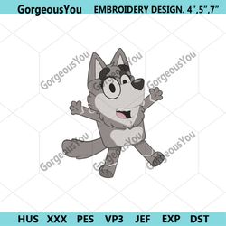 wolf bluey machine embroidery file, wolf bluey character embroidery instant file download, bluey cartoon embroidery dow