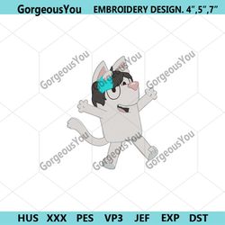 bluey cartoon embroidery digital file, bluey dog embroidery design instant, bluey heeler character embroidery instant de