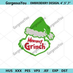 mommy grinch machine embroidery file design download, grinch christmas embroidery file digital, the christmas day embroi