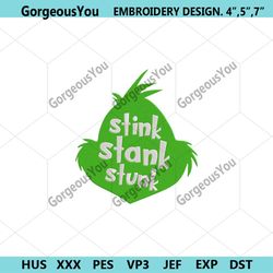 grinch stink machine embroidery digital file design, head grinch machine embroidery, the grinch cartoon embroidery files