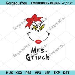mrs grinch machine embroidery file design, grinch lip embroidery digital, grinch christmas day embroidery files
