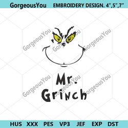 mr grinch embroidery instant file download, grinch face download embroidery, the grinch christmas embroidery files