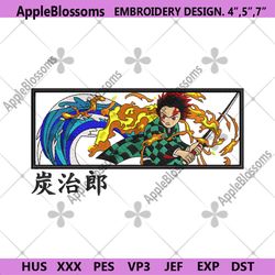 tanjiro fire and water skills embroidery design anime demon slayer file