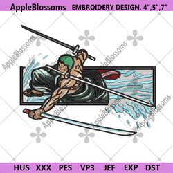 zoro water embroidery one piece anime file