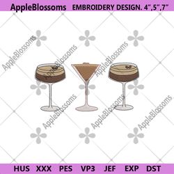 espresso martini embroidery download design, soft drink embroidery instant files, espresso embroidery, martini embroider