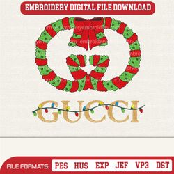 Gucci Christmas logo machine embroidery designs downloads