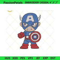 chibi captain america embroidery designs files