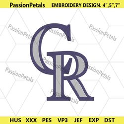 colorado rockies c r type transparent logo machine embroidery design