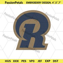 rams football logo embroidery, los angeles rams r letter embroidery, rams design file