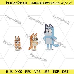 bluey family embroidery files instant, bingo bluey embroidery instant digital, bluey cartoon machine embroidery digital