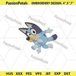 funny bluey machine embroidery instant, bluey character embroidery design file digital, bluey cartoon embroidery design
