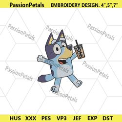 smile bluey machine embroidery digitals, bluey heeler embroidery file downloads, bluey character embroidery digitals dow